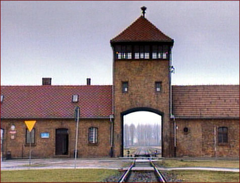 The entrance to the Auschwitz concentration camp, where more than 1 million people were killed during World War II.  Tomorrow marks 64 years since its liberation, and Hans Mommsen's sheds light on the build up to the site of ultimate evil. 